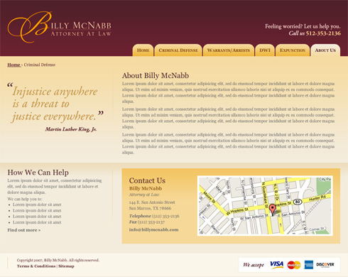 Billy McNabb subpage design