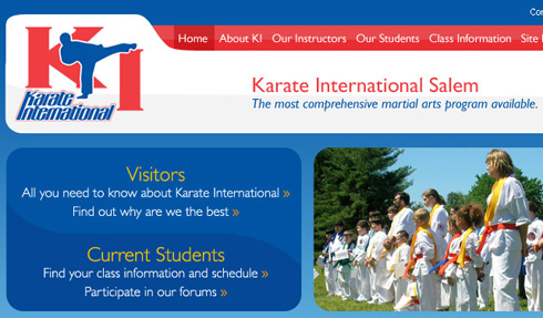 Karate International Salem website magnified